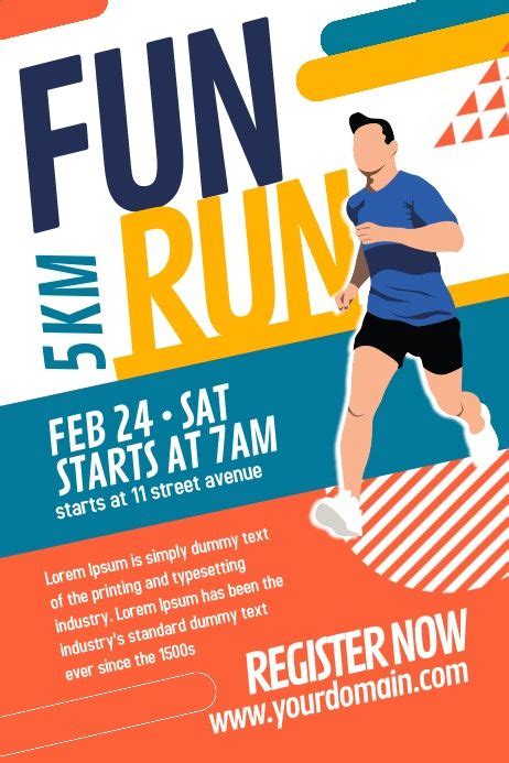 Fun Run Marathon Poster Template | Marathon posters, Sport poster design, Fun run