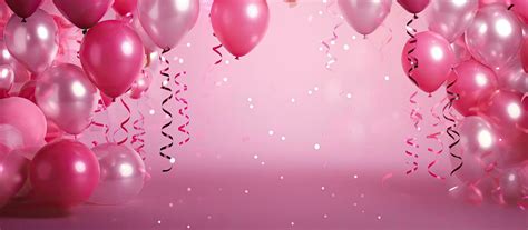 Birthday background with pink balloons confetti and streamers 27105392 ...