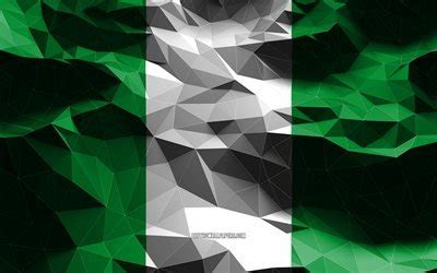 Download wallpapers 4k, Nigerian flag, low poly art, African countries ...