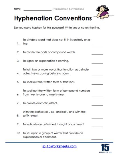 Hyphens Worksheets - 15 Worksheets.com