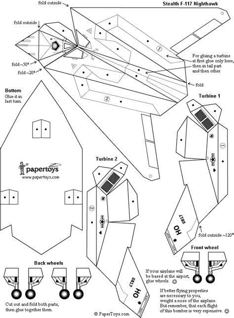 F 117 Nighthawk Model Cut Out - Printable 3D Paper Template