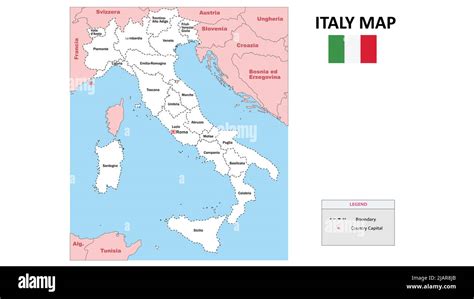 Italy Map. Political map of Italy. Italy map with neighboring countries names and borders Stock ...