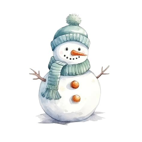 Cute Funny Cartoon Snowman Poster Postcard Print Illustration Winter Character, Snowman, Cartoon ...