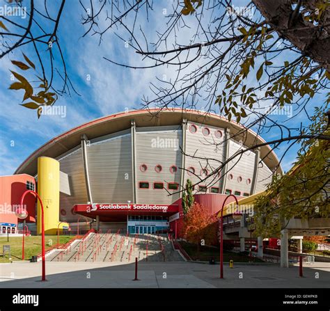 West entrance to the Scotiabank Saddledome home of the Calgary Flames ...