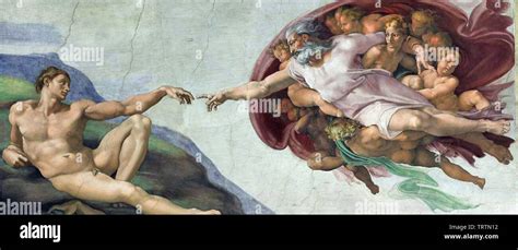 Michelangelo - Sistine Chapel Ceiling Creation Adam 1510 Stock Photo ...