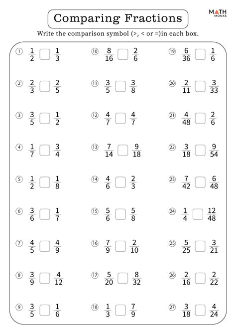 Fractions Worksheets with Answer Key