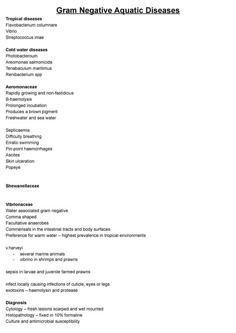 Gram Negative Aquatic Diseases - Gram Negative Aquatic Diseases Tropical diseases Flavobacterium ...