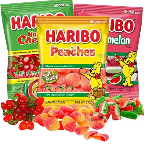 Haribo Gummi Summer Fruit Mix, Peaches Watermelon and Cherry Flavored ...