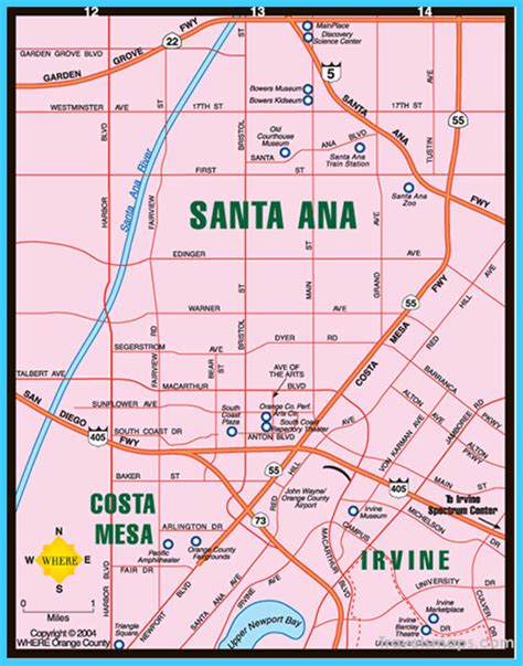 Map of Santa Ana California - TravelsMaps.Com