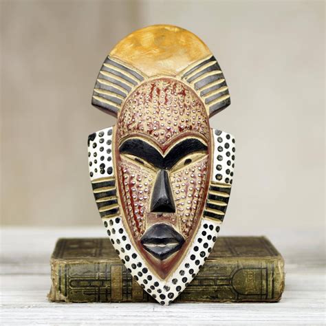 African wood mask, 'Ghana's Happiness' #Sponsored #wood, #AD, #African, #mask, #Happiness ...