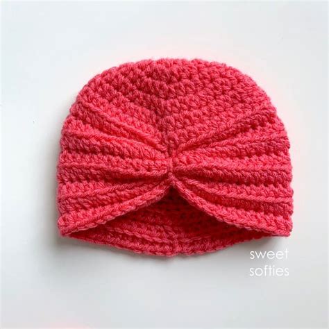 Free Crochet Pattern: Ribbed Baby Turban Hat & Bow DIY Tutorial Quick ...