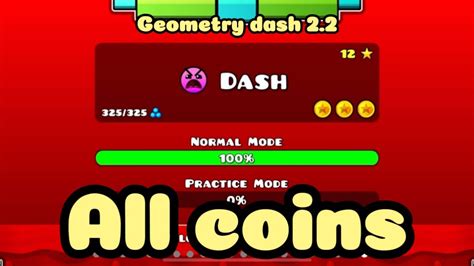 Geometry dash: Dash all coins! - YouTube