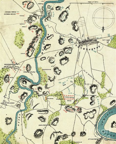 Map Of Battlefield At Antietam by Bettmann