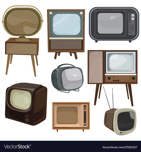 Set retro tvs collection cartoon old tvs Vector Image