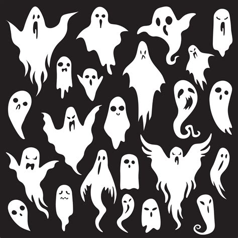 Halloween ghosts. Ghostly monster with Boo scary face. Spooky ghost fl By Tartila | TheHungryJPEG