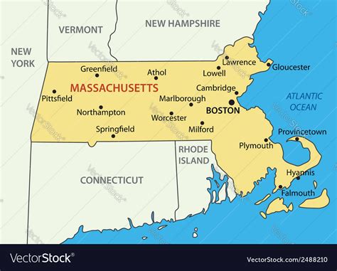 Commonwealth of massachusetts - map Royalty Free Vector