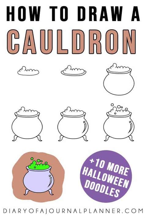 Cauldron Drawing Easy : How To Draw A Cauldron, Halloween Cauldron ...