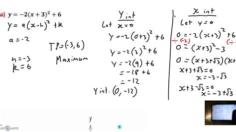 10MGM Sketching Quadratics Using Turning Point Form Part 2 - YouTube