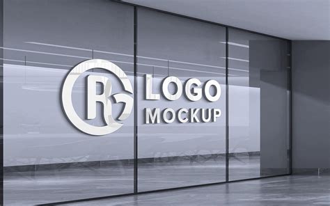 Glass Wall Logo Mockup Design Product Mockup