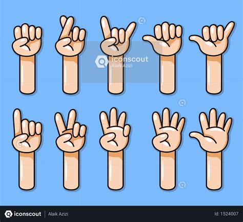 Best Cartoon Hand Gesture Set Illustration download in PNG & Vector ...