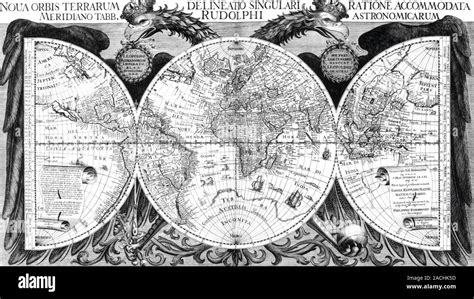 Kepler's World Map, 17th century. This map is from Tabulae Rudolphinae (Rudolphine Tables, 1627 ...