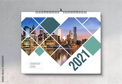 2021 Landscape Wall Calendar Layout Stock Template | Adobe Stock