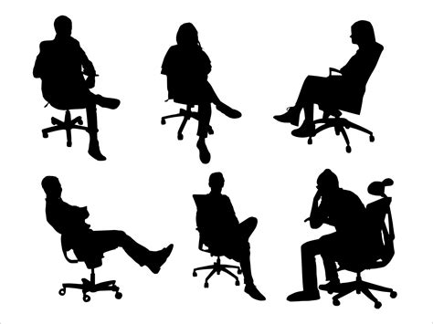 6 Office Chair Sitting Silhouette (PNG Transparent) | OnlyGFX.com