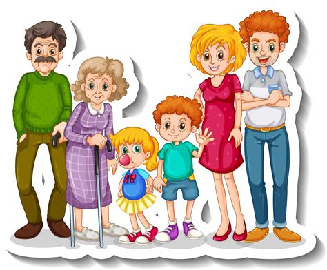 Large Family Cartoon