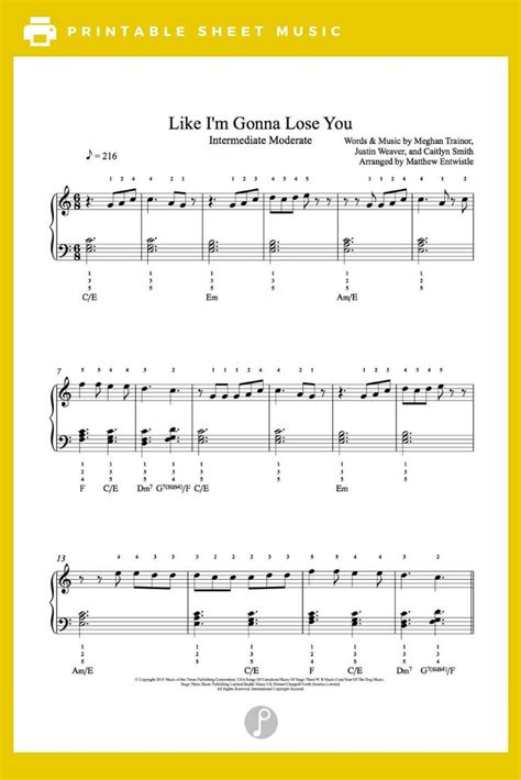 Like I’m Gonna Lose You by Meghan Trainor ft. John Legend Piano Sheet Music | Intermediate Level ...