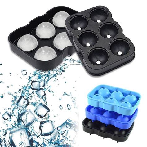 Silicone Ice Ball Mold 6 Grid Spherical Round Ball Ice Cube Tray Maker Whiskey Beer Ice Ball ...