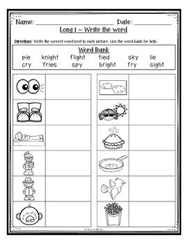 Long Vowel i Spelling Patterns (ie, igh, y) Worksheets | TpT