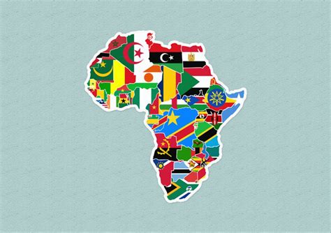 Africa Continent Map Sticker With Country Corresponding Flags African ...