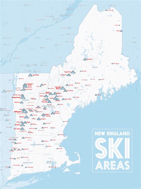 New England Ski Resorts Poster Map - Best Maps Ever