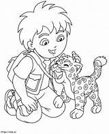 Diego With Baby Jaguar 1 coloring Page sketch template