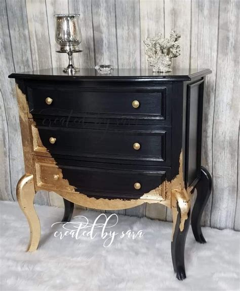 Black & Gold Painted Piece | Gold painted furniture, Metallic painted furniture, Funky painted ...