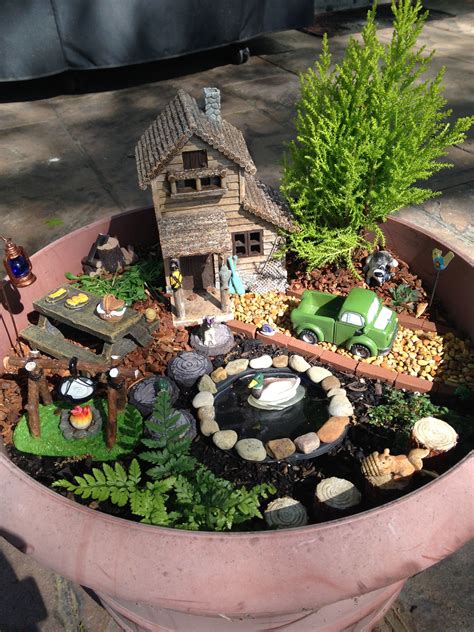 Cabin by the lake Fairy garden | Fairy garden pots, Fairy garden ...