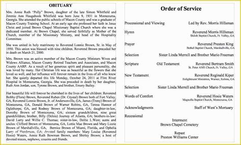 Free Obituary Program Template Download Of Free Obituary Program ...