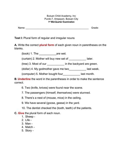 Mass Nouns And Count Nouns Worksheets For Grade 4 - CountingWorksheets.com