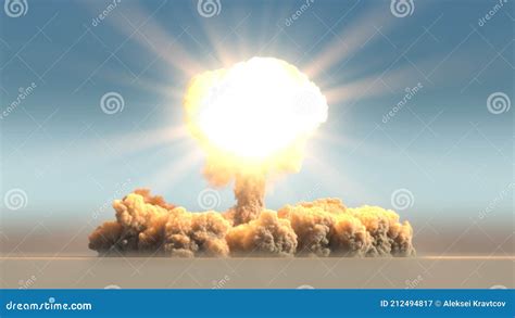 Nuclear Explosion on Blue Background Stock Illustration - Illustration ...