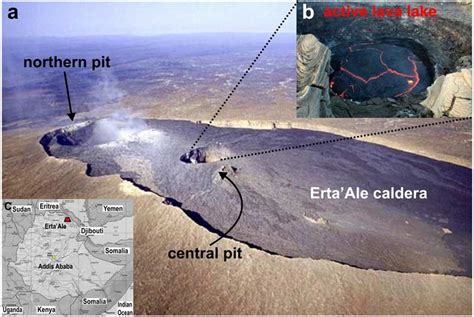 (a) Aerial photo taken from south of the summit area of Erta 'Ale ...