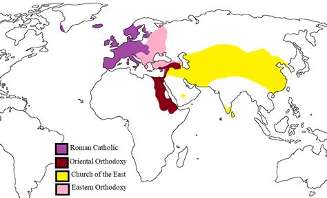 Early divisions of Christianity This map indicates... - Maps on the Web