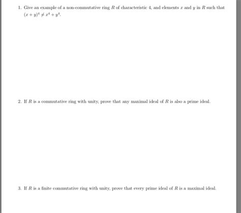 Solved 1. Give an example of a non-commutative ring R of | Chegg.com