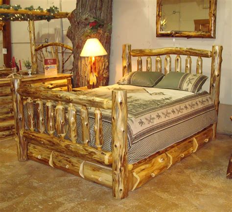 White Cedar Log Queen Bed w/under the bed storage | Rustic furniture, Bedroom bed design, Rustic ...