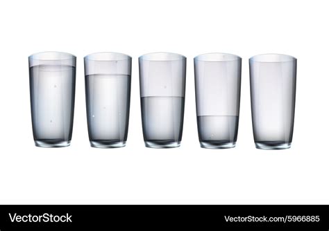 Set of cups of water with filling Royalty Free Vector Image