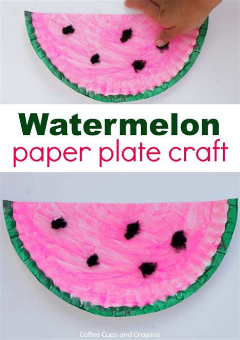 Watermelon Paper Plate Craft - Coffee Cups and Crayons