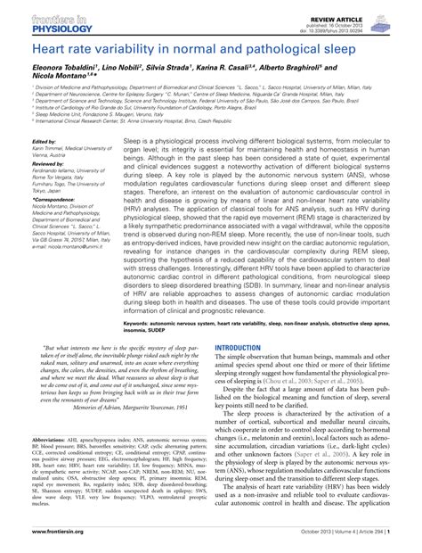 (PDF) Heart Rate Variability and Sleep