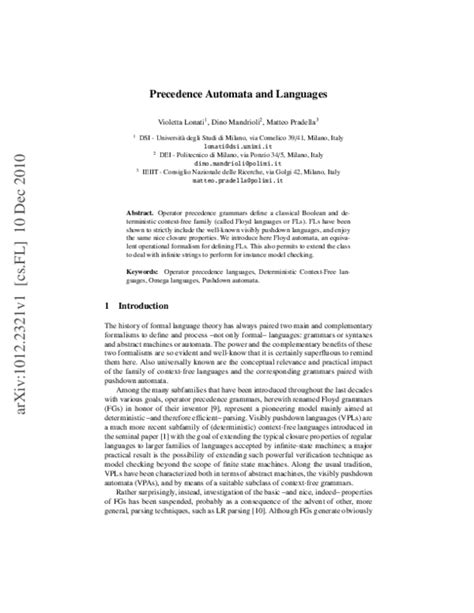 (PDF) Precedence Automata and Languages