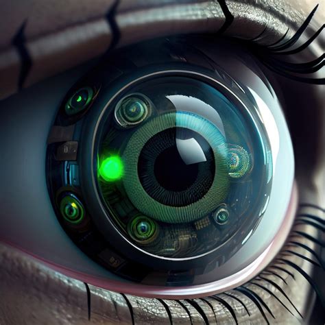 Premium Photo | A cyber eye with mechanical details in closeup a ...