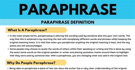 Paraphrase: Definition and Useful Examples of Paraphrasing in English ...