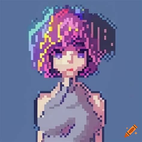 Pixel art of an anime girl on Craiyon
